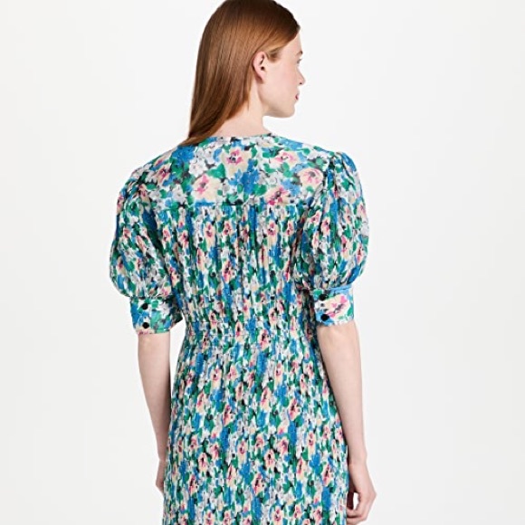 Ganni Floral Pleated Georgette Dress EUC - Picture 9 of 9